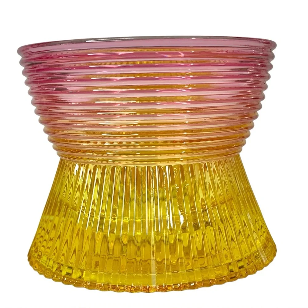 WHITE BARN Faceted Glass 3 Wick Candle Pedestal Holder
